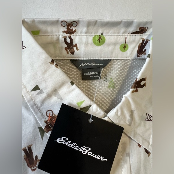 Eddie Bauer Boys Yeti Print Shirt NWT - Picture 1 of 6